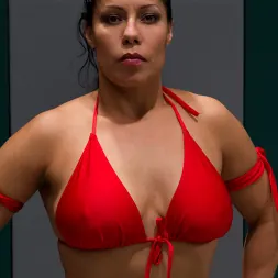 Bryn Blayne in 'Kink' RD 34 of Feb's Live Tag Team Match: Brutal action, devastating scissor locks, scarf chokes. HOT! (Thumbnail 8)