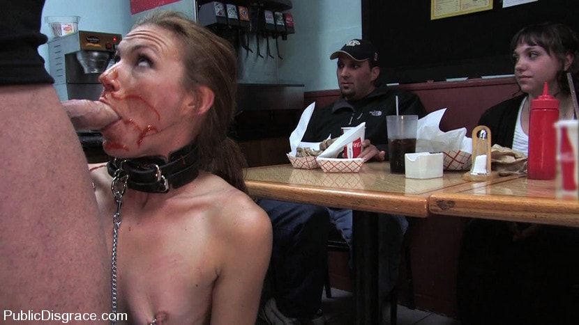 Kink 'Hot amateur fucked in diner and made to give bj's to strangers!!!' starring Delilah Knight (Photo 13)