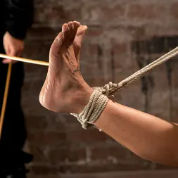 Isis Love in 'Kink' Sexy Amber has her elbows bound together, ankles to neck, and endures foot caning, brutal orgasms. (Thumbnail 10)