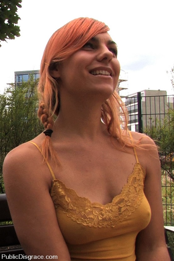 Kink 'Flexible redhead is bound and stripped naked in public' starring Molly (Photo 2)