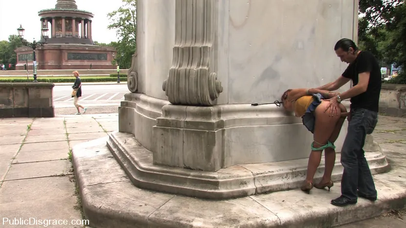 Kink 'Flexible redhead is bound and stripped naked in public' starring Molly (Photo 4)